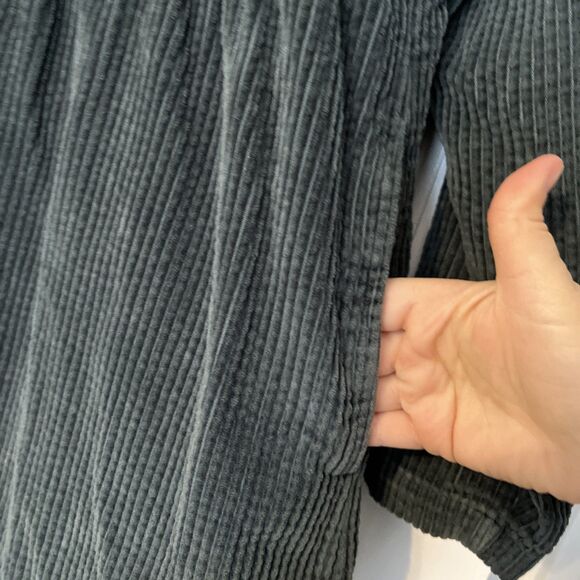 Vintage LL Bean Corduroy Dress 14 Green Midi Cottage Core Prairie Modest Button - Picture 3 of 6